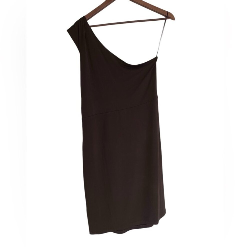 Michael Michael Kors One-Shoulder Dress Womens 8 Brown‎ Excellent Ruched Knot - Picture 3 of 4
